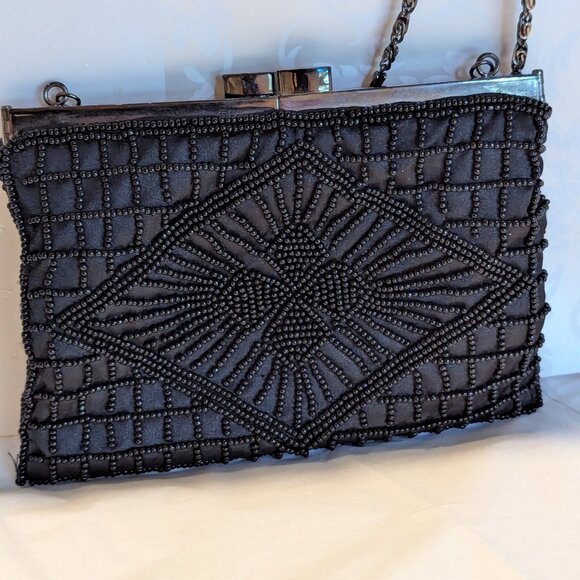 Party Dance Cross over Beaded bag Black Cocktail Elegant and can fit your cell - Picture 2 of 9